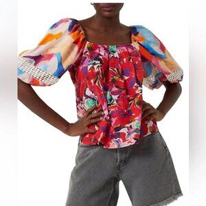 French Connection "Isadora Patch" Bardo Cotton Poplin Blouse Size L - NWT